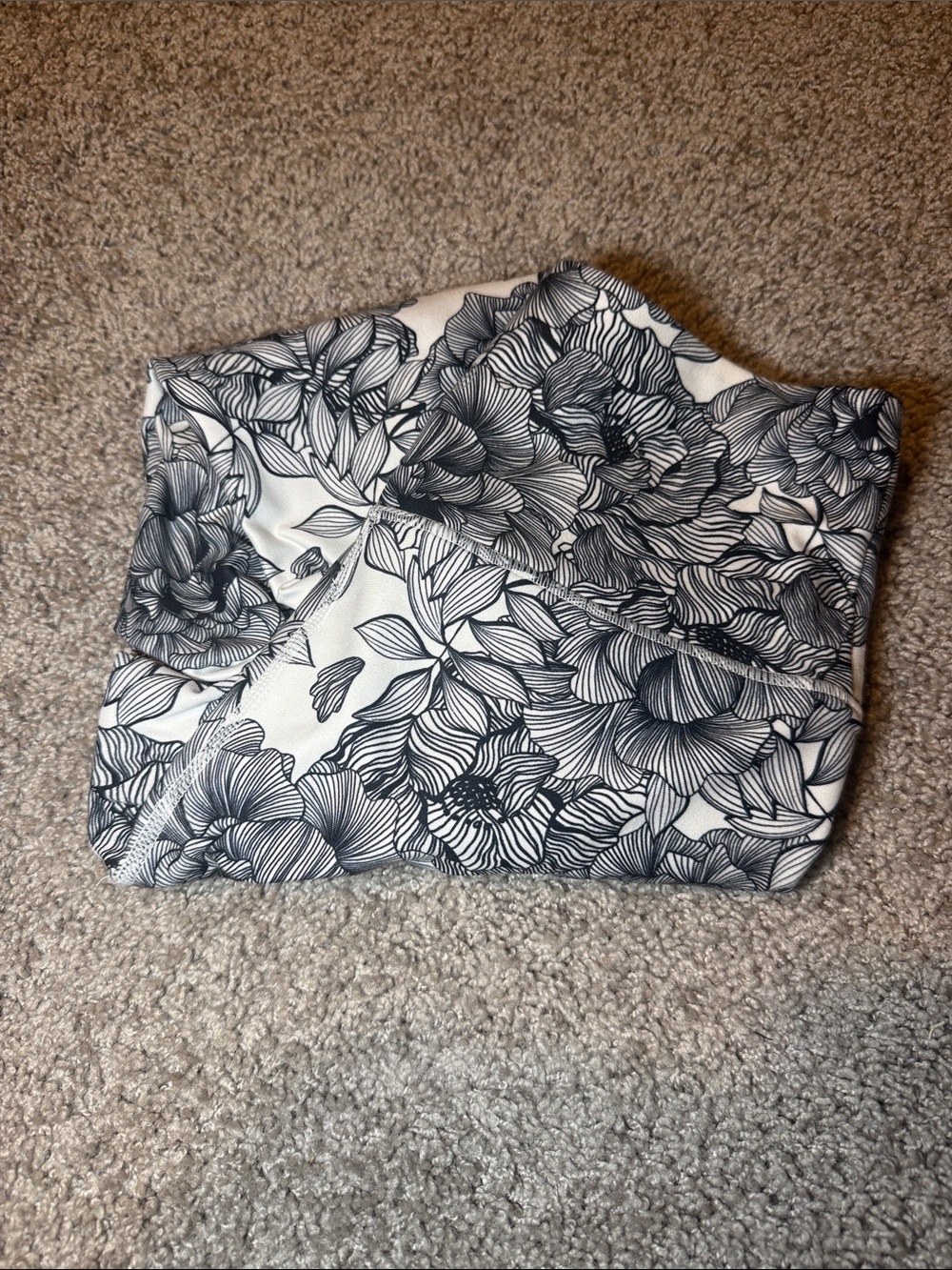 Balance Collection White Leggings with Black Floral Line Art
